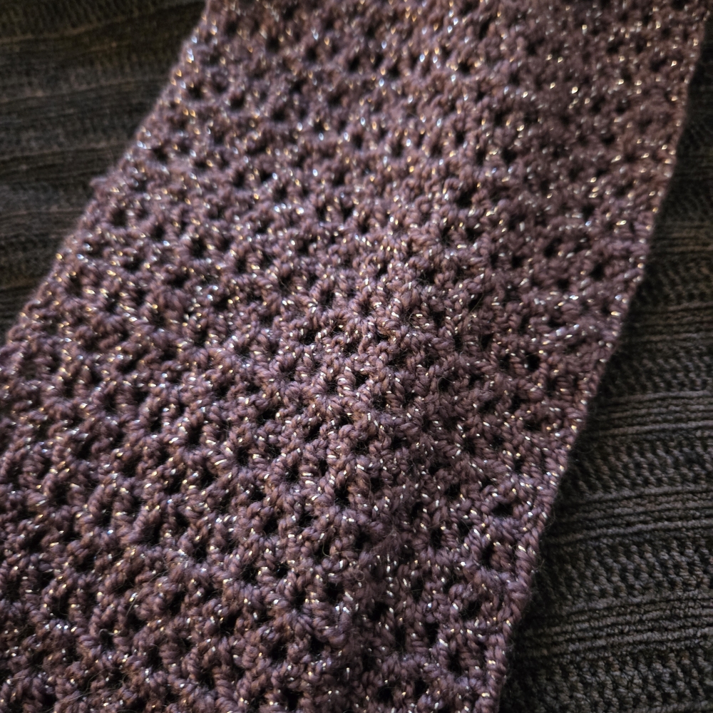 Purple Glitter Crochet Scarf - Picture 6 of 7